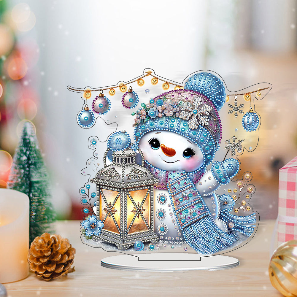2D Flat Snowman Print DIY Desktop Diamond Art Kits for Home Office Desktop Decor