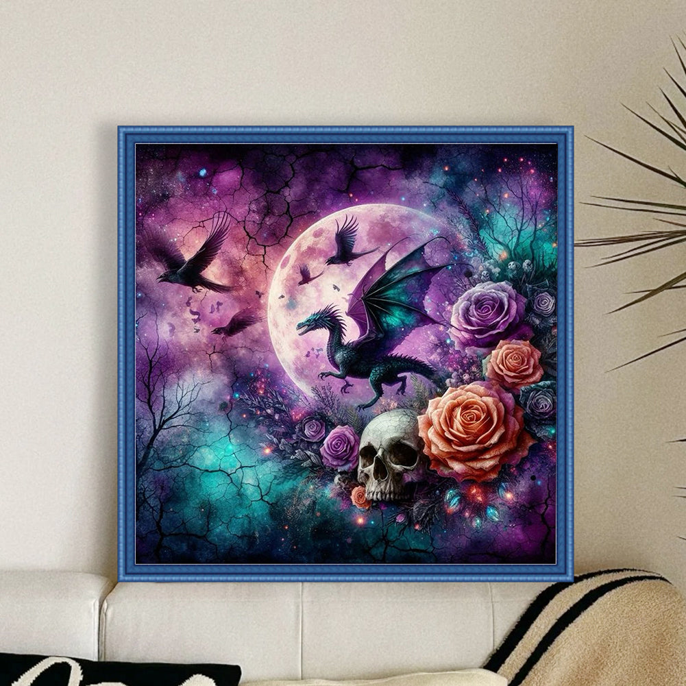 Rose Black Dragon - 11CT Stamped Cross Stitch 40*40CM