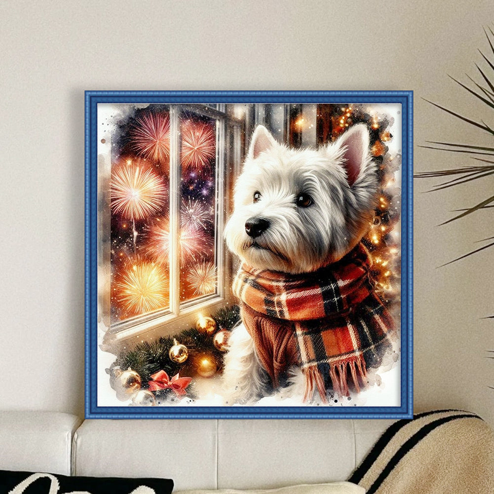 Puppy By Window - 11CT Stamped Cross Stitch 40*40CM