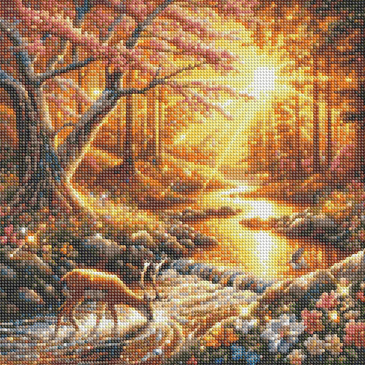 Sunset Woods - Full Round Drill Diamond Painting 40*40CM