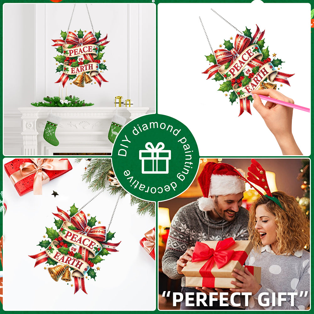 Christmas Theme 2D Flat DIY Hanging Diamond Art Kits Home Wall Decoration Crafts