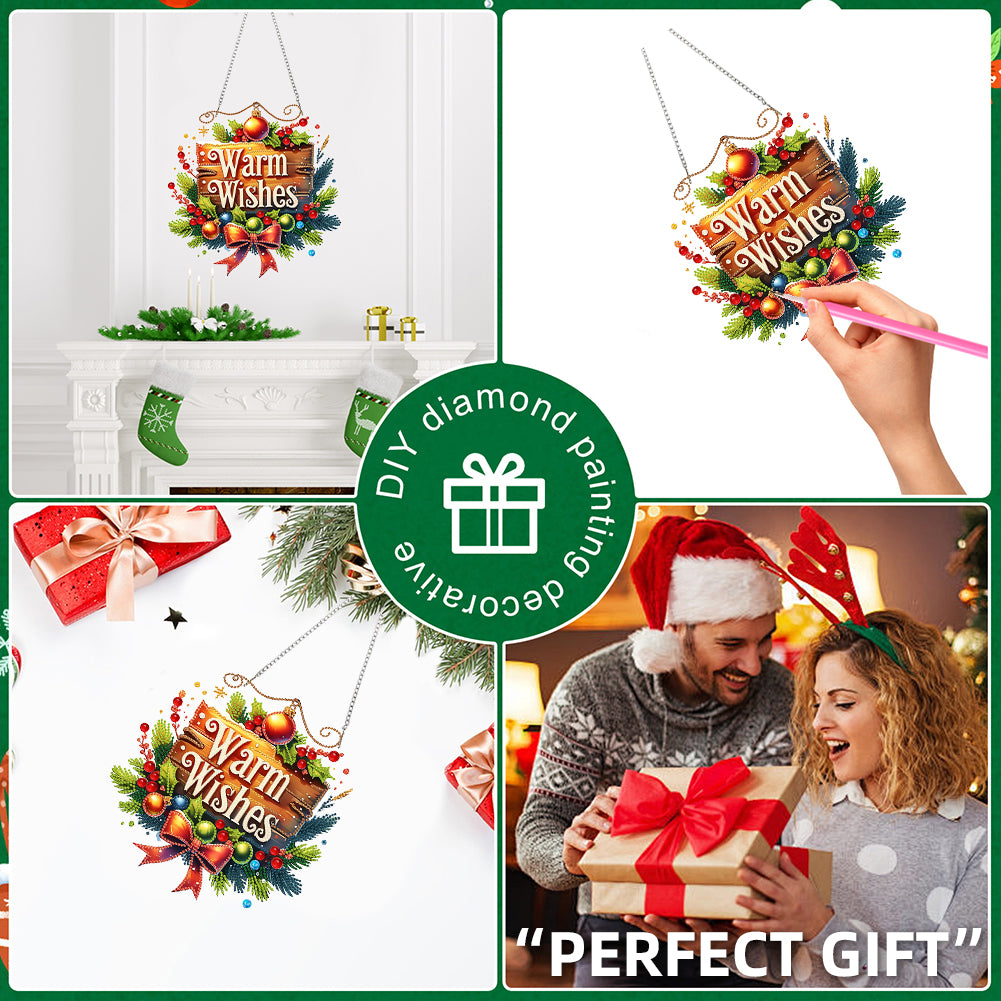 Christmas Theme 2D Flat DIY Hanging Diamond Art Kits Home Wall Decoration Crafts