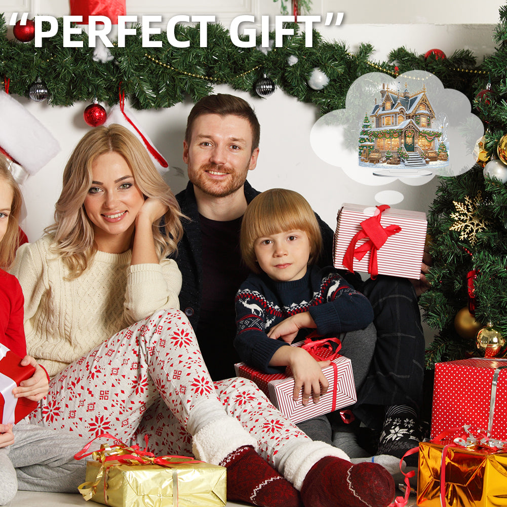 2D Flat Xmas House DIY Diamond Painting Desktop Decorations for Adults Beginner