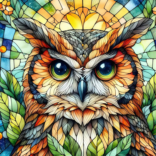 Glass Painting - Owl - 11CT Stamped Cross Stitch 40*40CM
