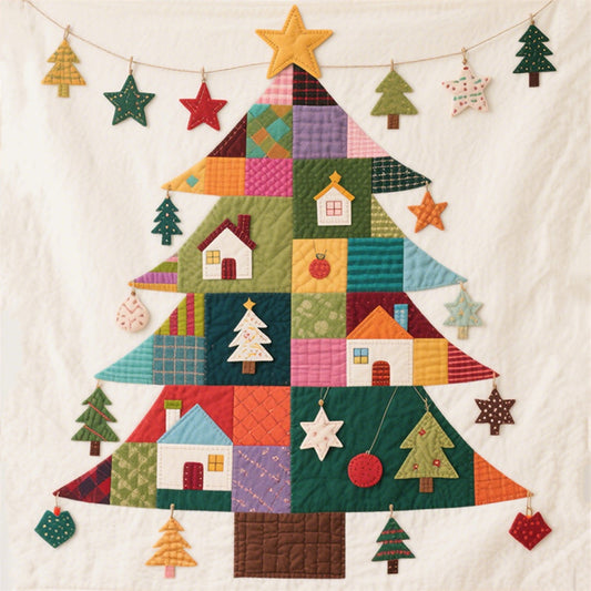 Patchwork Christmas Tree - 11CT Stamped Cross Stitch 40*40CM