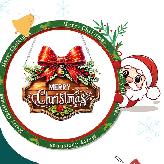 Christmas 2D Flat DIY Hanging Diamond Art Kits Window Hanging Art for Home Decor