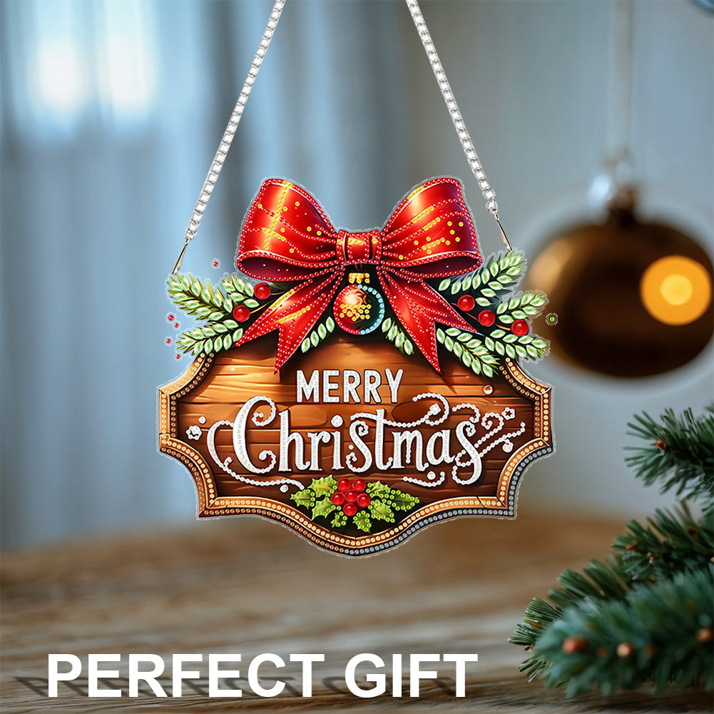Christmas 2D Flat DIY Hanging Diamond Art Kits Window Hanging Art for Home Decor
