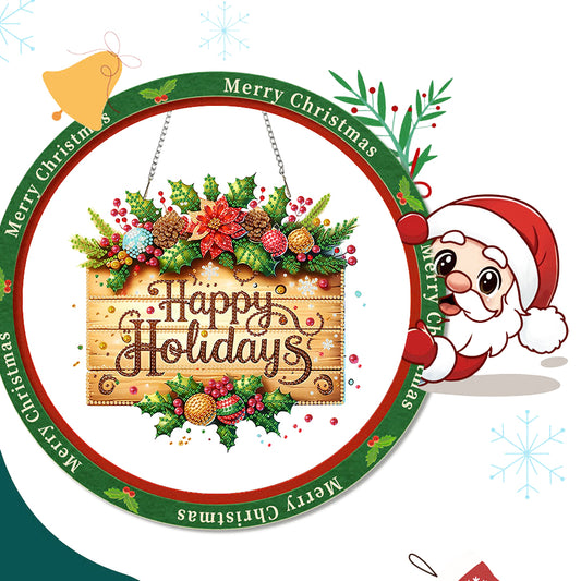 Christmas 2D Flat DIY Hanging Diamond Art Kits Window Hanging Art for Home Decor