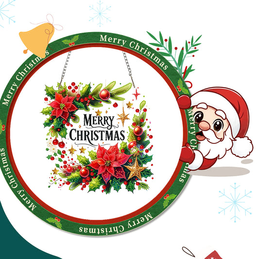 Christmas 2D Flat DIY Hanging Diamond Art Kits Window Hanging Art for Home Decor