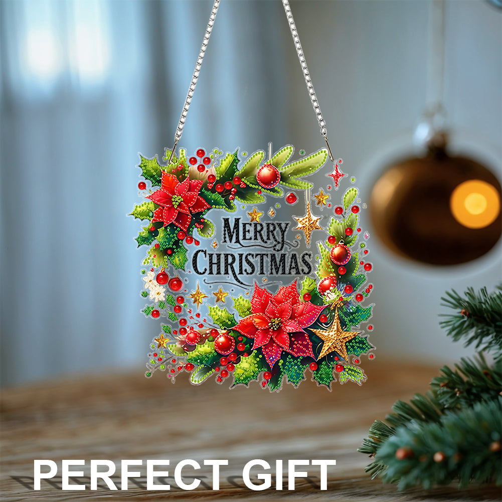 Christmas 2D Flat DIY Hanging Diamond Art Kits Window Hanging Art for Home Decor