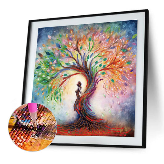 Tree And Girl - Special Shaped Drill Diamond Painting 30*30CM