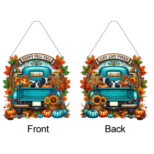 2PCS Pumpkin Car Theme 2D/Flat DIY Diamond Painting Set Hanging Diamond Art Kits