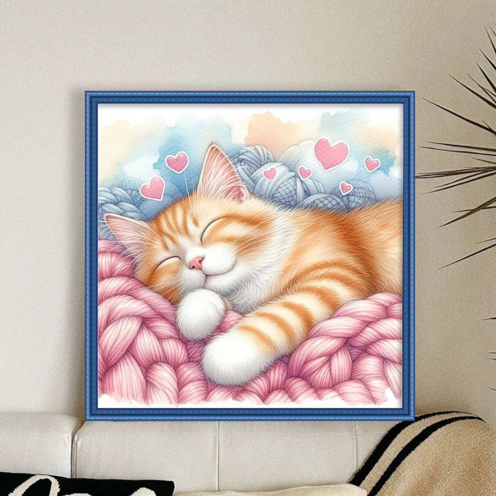 Sleeping Cat - 11CT Stamped Cross Stitch 40*40CM