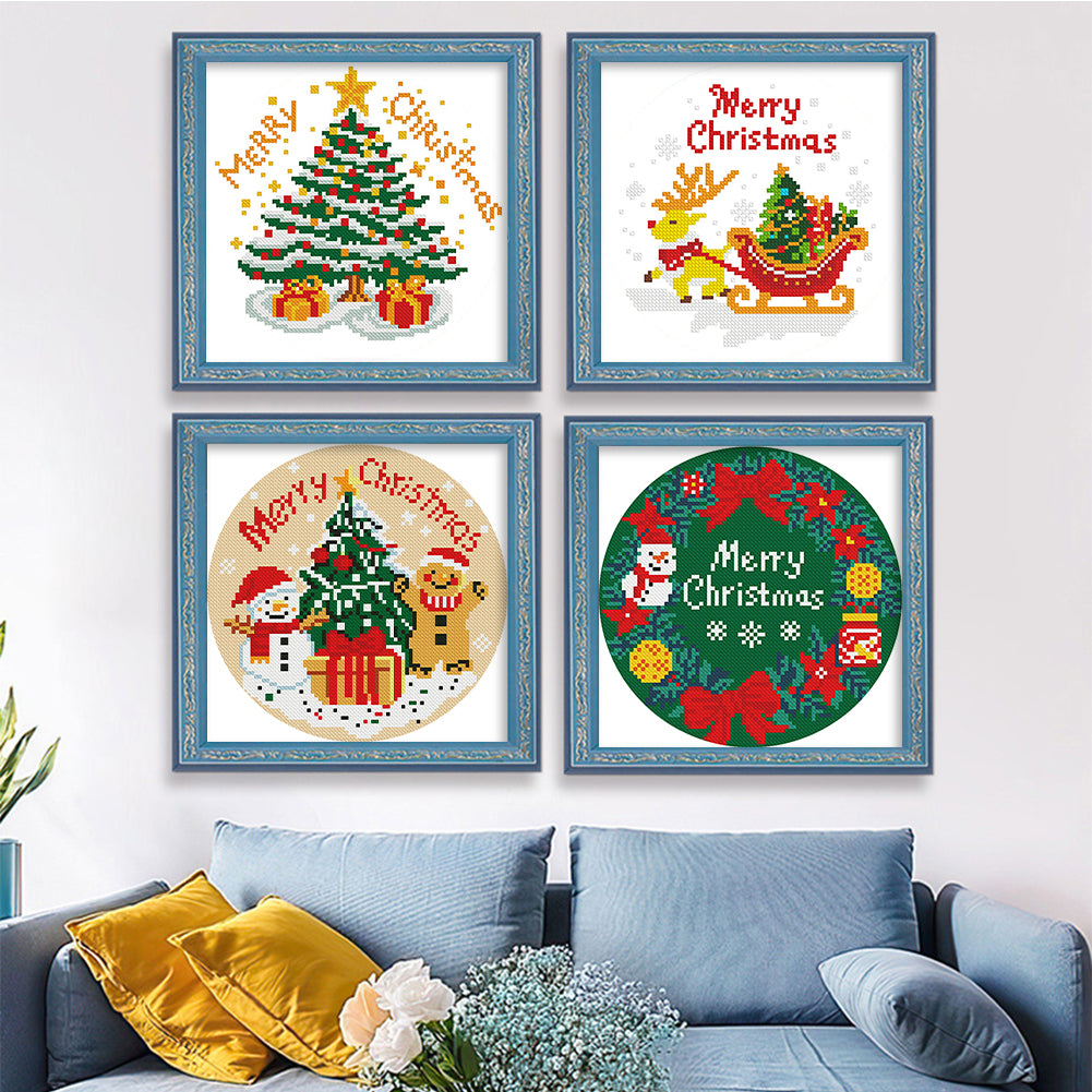Christmas Collection - 11CT Stamped Cross Stitch 24*24CM