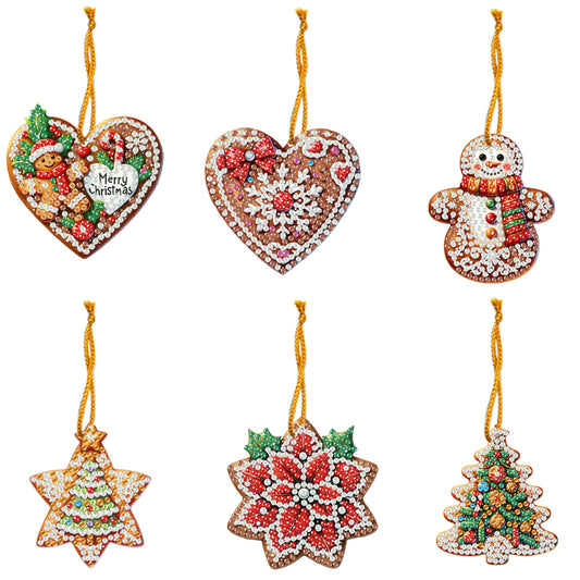 6pcs Xmas 2D Flat DIY Hanging Diamond Art Kits Window Hanging Art for Home Decor