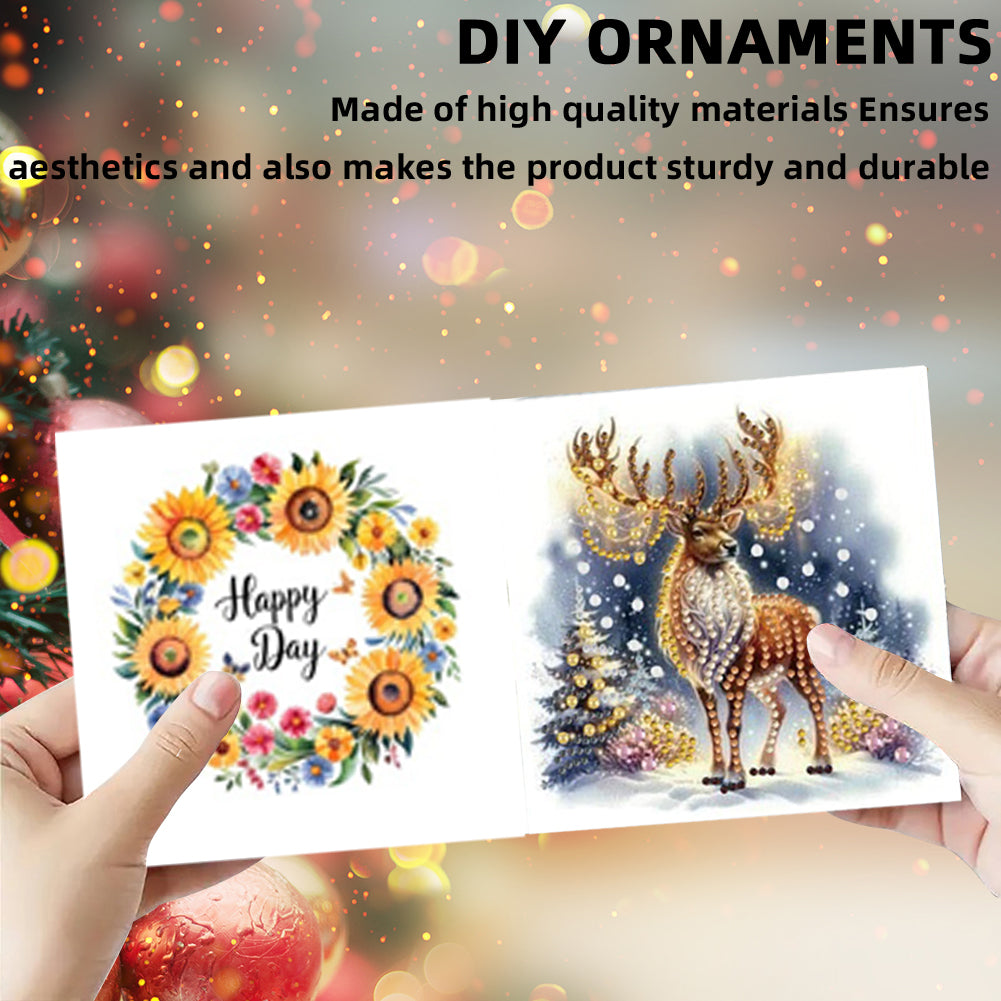 6PCS DIY Animal Pattern Diamond Art Greeting Cards Congratulations Cards & Gifts