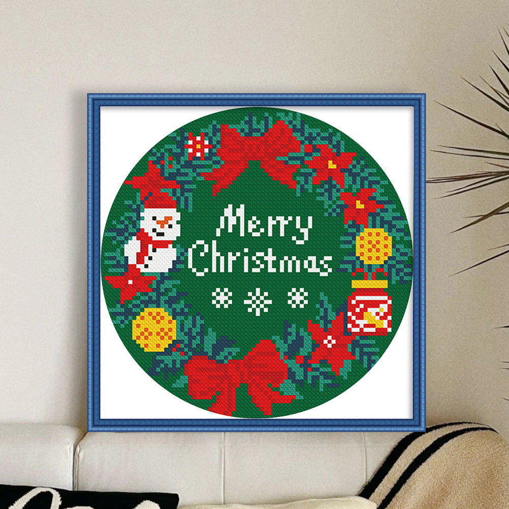 Merry Christmas Letter - 11CT Stamped Cross Stitch 24*24CM(Mona Lisa Brand)
