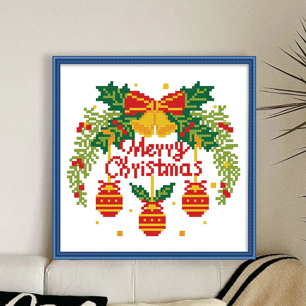 Christmas Bells - 11CT Stamped Cross Stitch 24*24CM(Mona Lisa Brand)