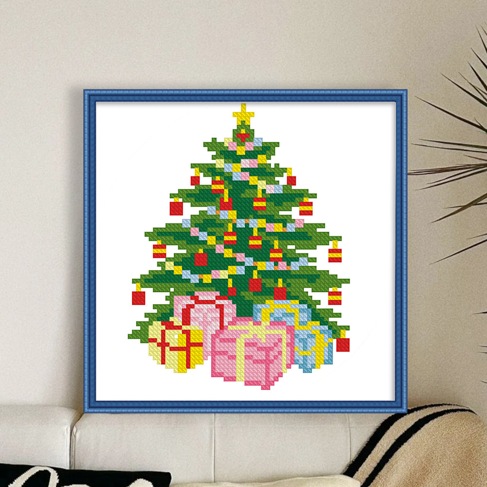 Christmas Tree Bells - 11CT Stamped Cross Stitch 24*24CM(Mona Lisa Brand)