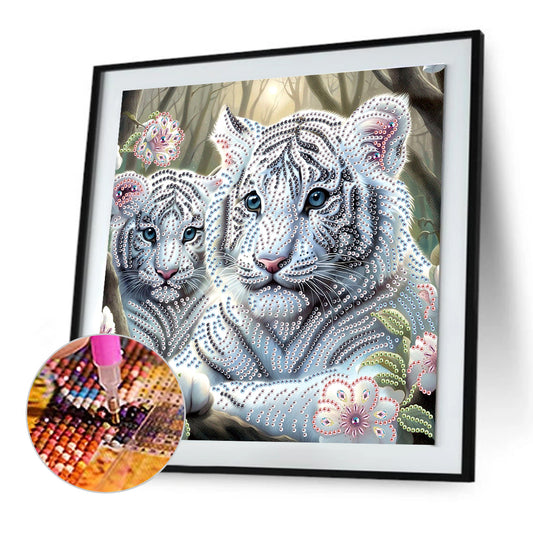 White Tiger - Special Shaped Drill Diamond Painting 30*30CM