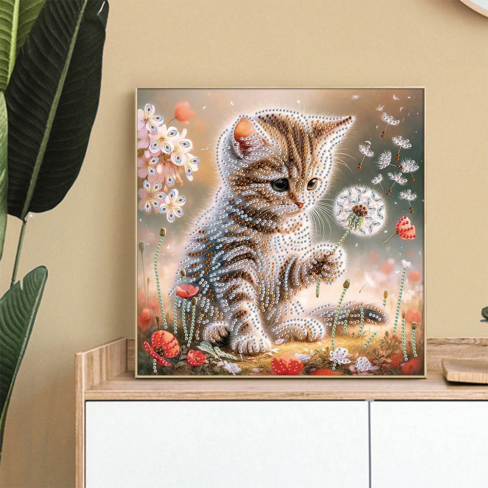 Dandelion Cat - Special Shaped Drill Diamond Painting 30*30CM