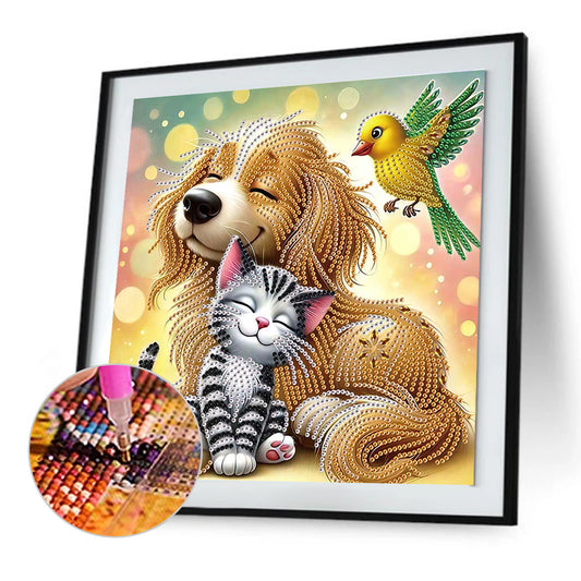 Friendly Cats And Dogs - Special Shaped Drill Diamond Painting 30*30CM