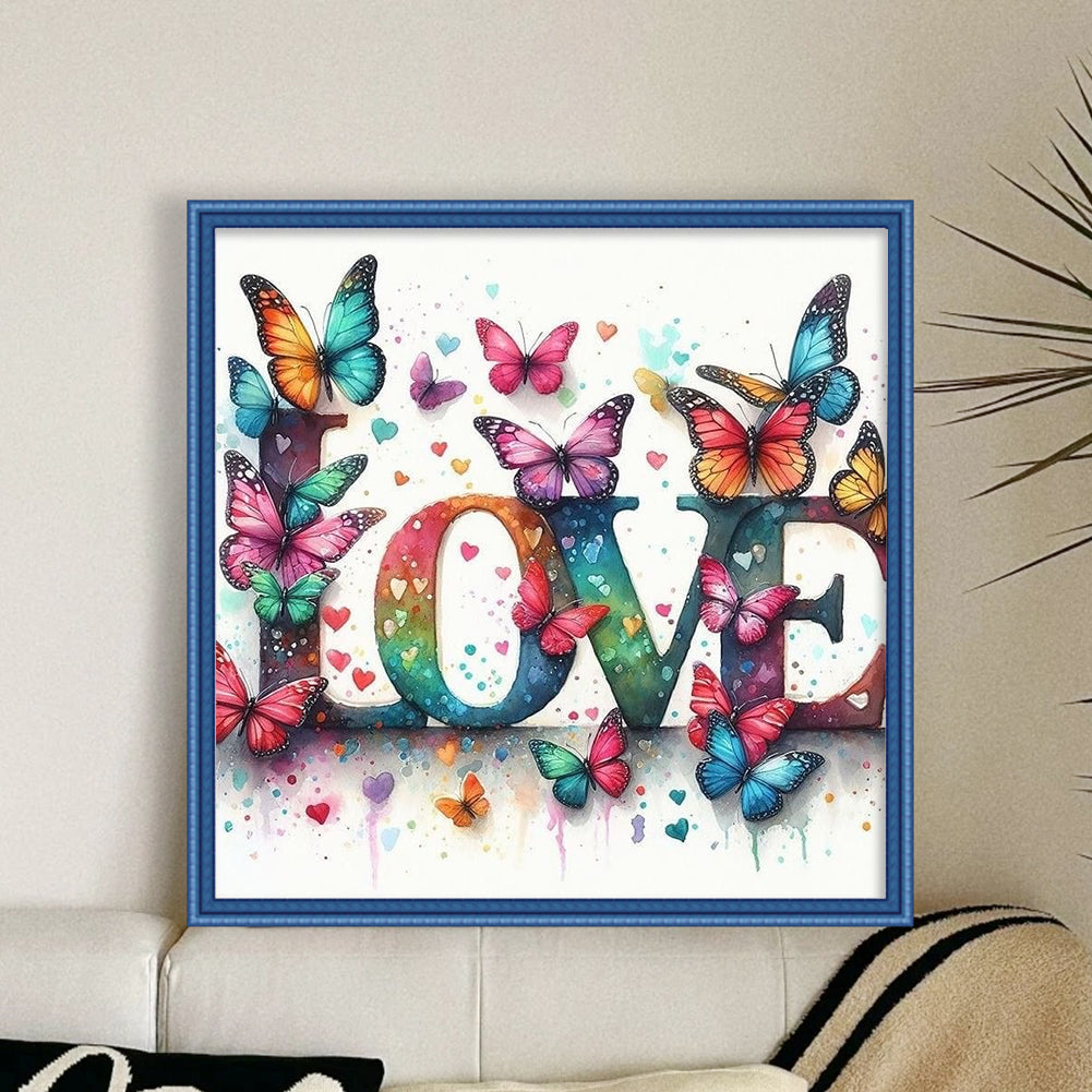 Love Butterfly - 11CT Stamped Cross Stitch 40*40CM