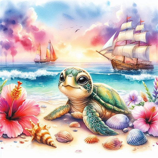 Seaside Turtle - 11CT Stamped Cross Stitch 40*40CM