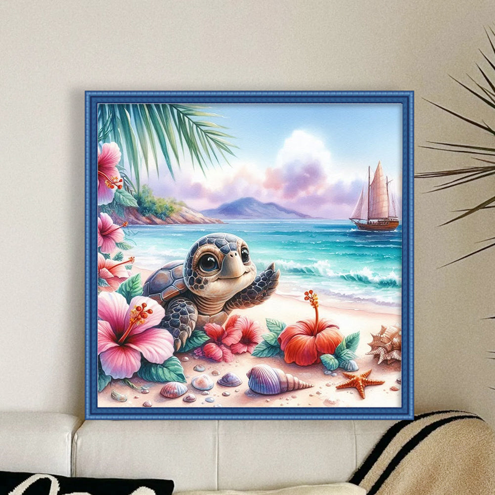 Beach Turtle - 11CT Stamped Cross Stitch 40*40CM