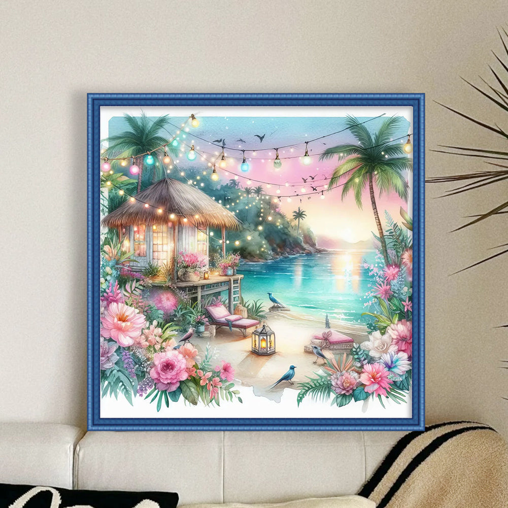 Beach Scenery - 11CT Stamped Cross Stitch 40*40CM
