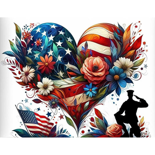 American Flag Heart - 11CT Stamped Cross Stitch 50*40CM