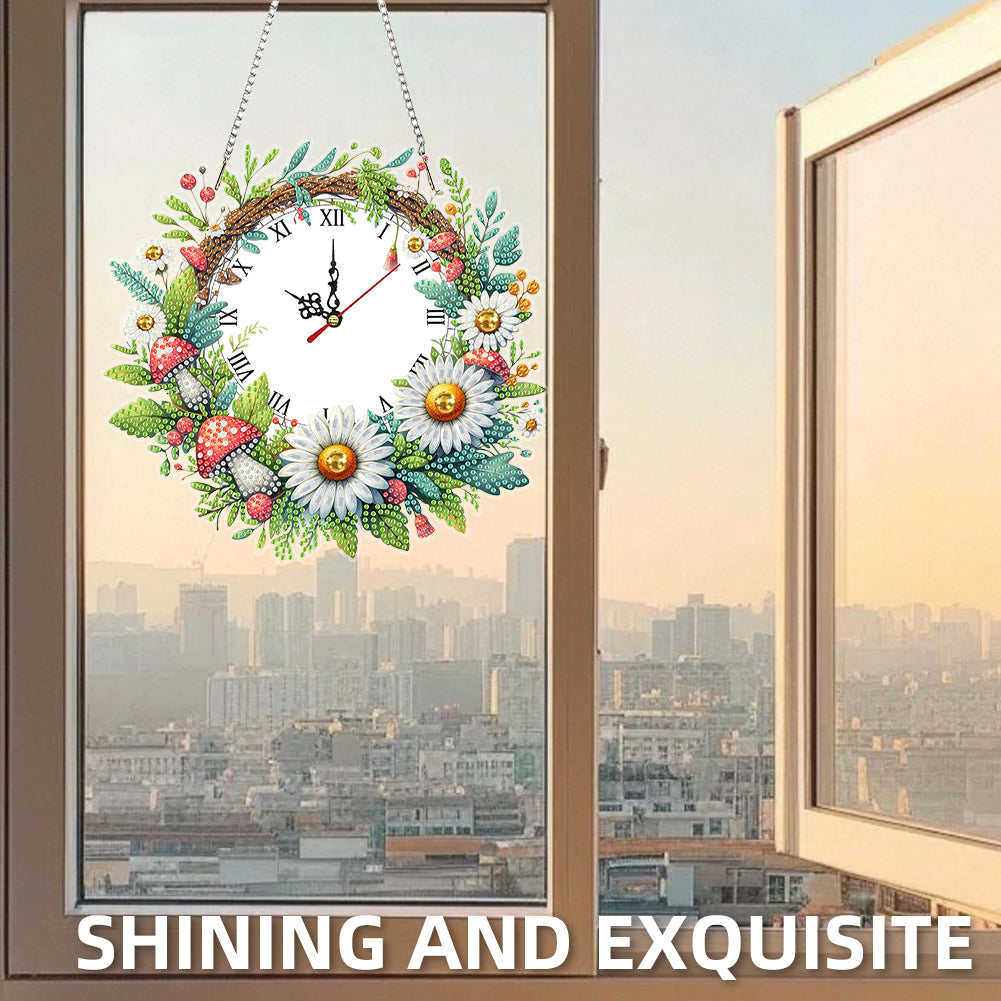 2D Flat DIY Rhinestone Diamond Art Clock Wall Pendants Diamond Clock Art Pendant