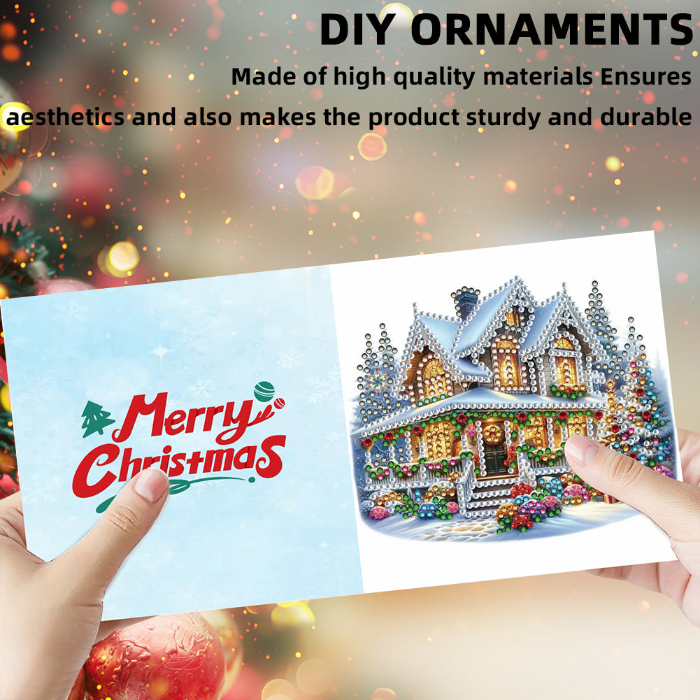 6PCS DIY Diamond Art Greeting Cards Xmas Designs Congratulations Thank You Cards