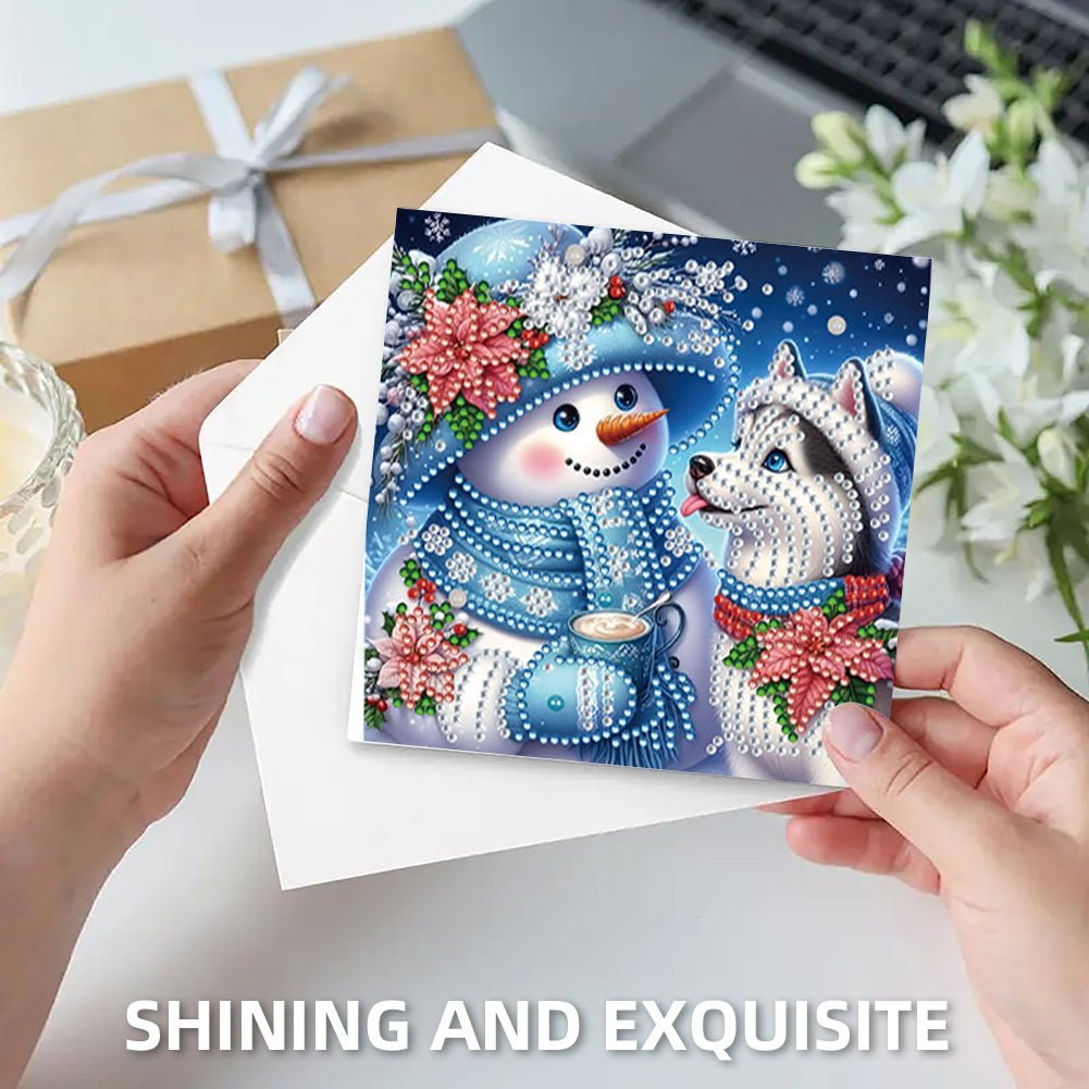 6PCS DIY Diamond Art Greeting Cards Xmas Designs Congratulations Thank You Cards