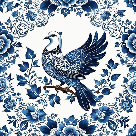 Blue And White Bird - 11CT Stamped Cross Stitch 50*50CM