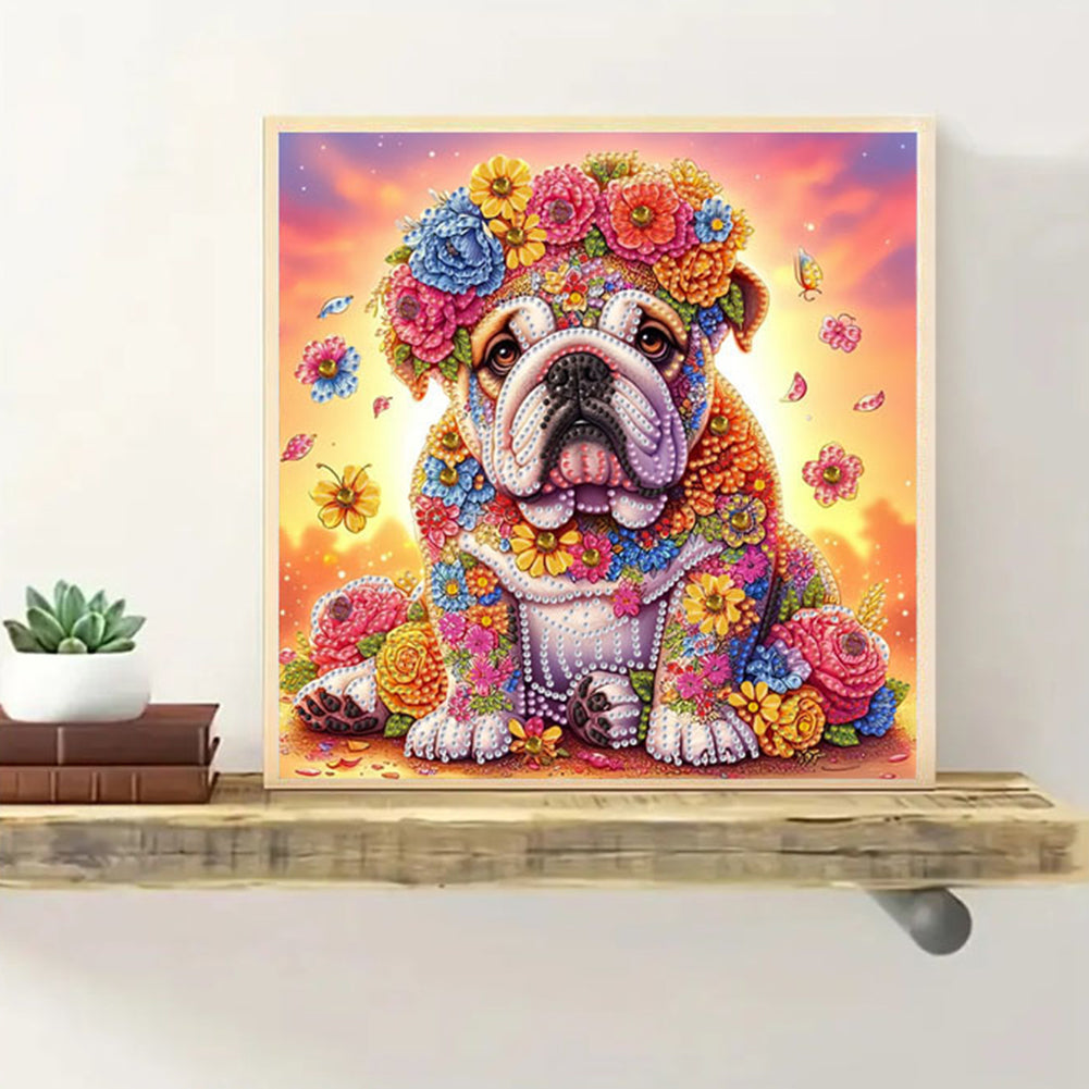 Flower Puppy - Special Shaped Drill Diamond Painting 30*30CM