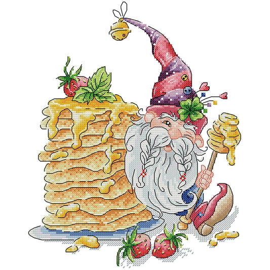 Santa Claus And Pancakes - 14CT Stamped Cross Stitch 27*32CM (Joy Sunday)