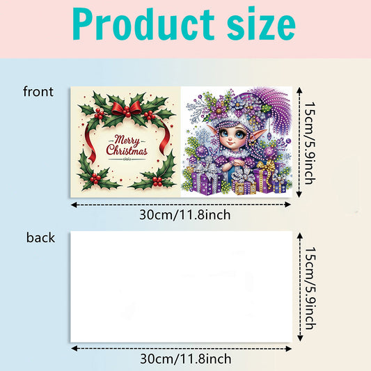 6PCS DIY Diamond Art Greeting Cards Xmas Designs for Festivals and Celebrations