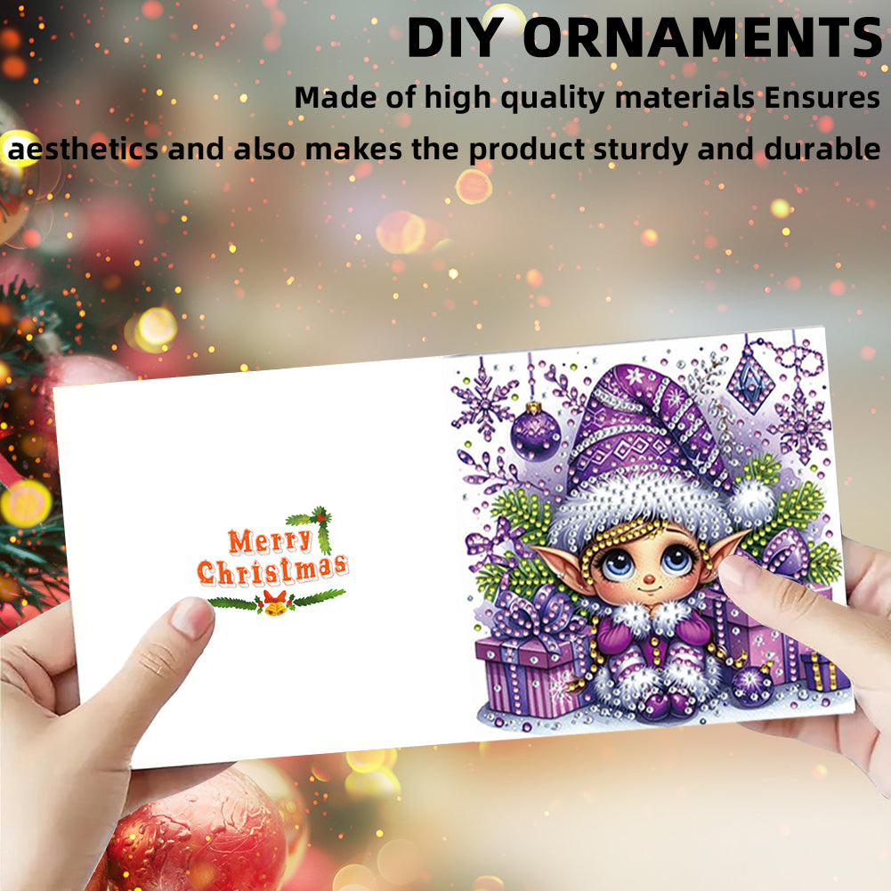 6PCS DIY Diamond Art Greeting Cards Xmas Designs for Festivals and Celebrations