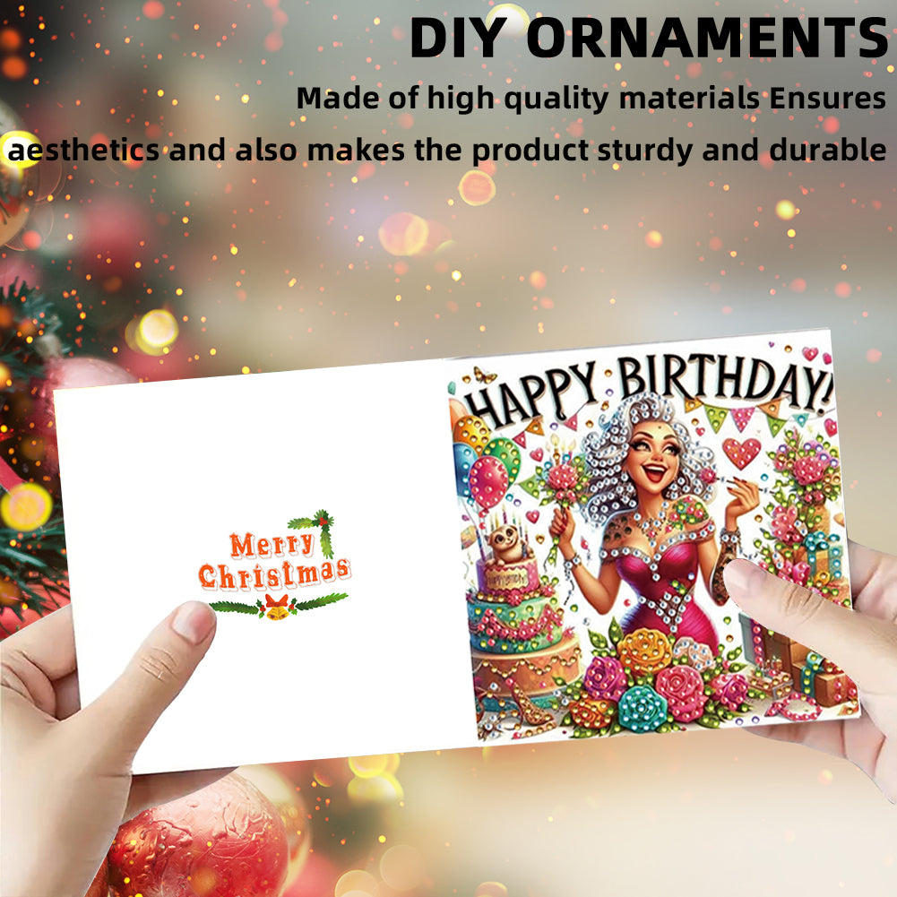 6PCS DIY Diamond Art Greeting Cards Xmas Designs for Festivals and Celebrations