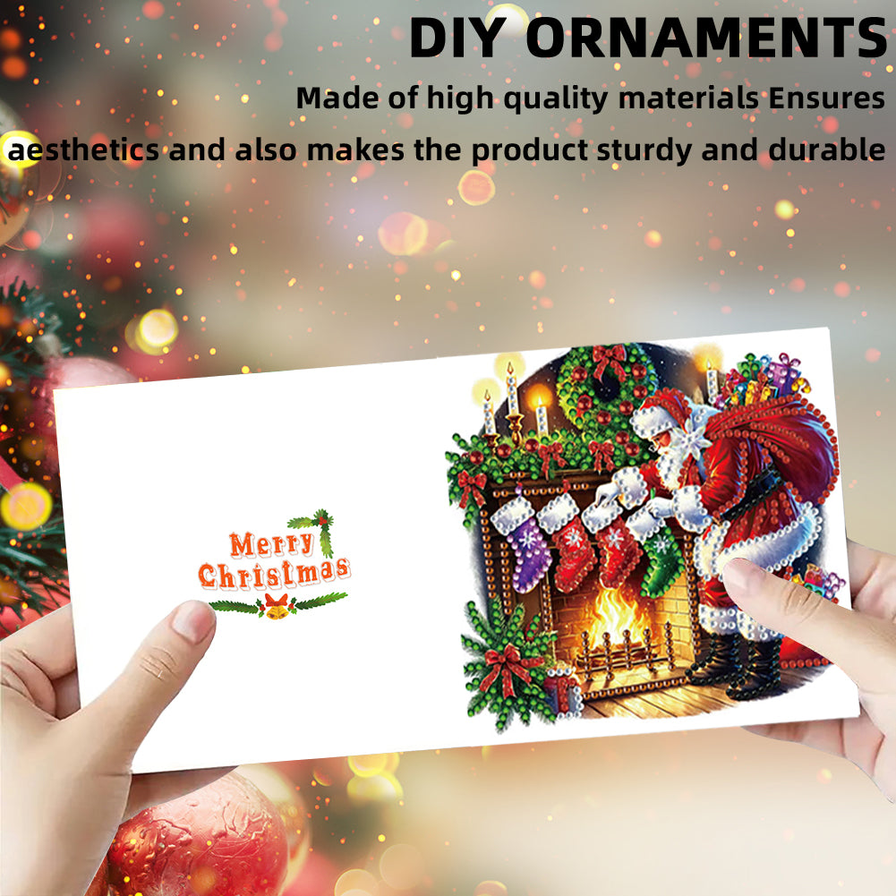 6PCS DIY Diamond Art Greeting Cards Xmas Designs for Festivals and Celebrations
