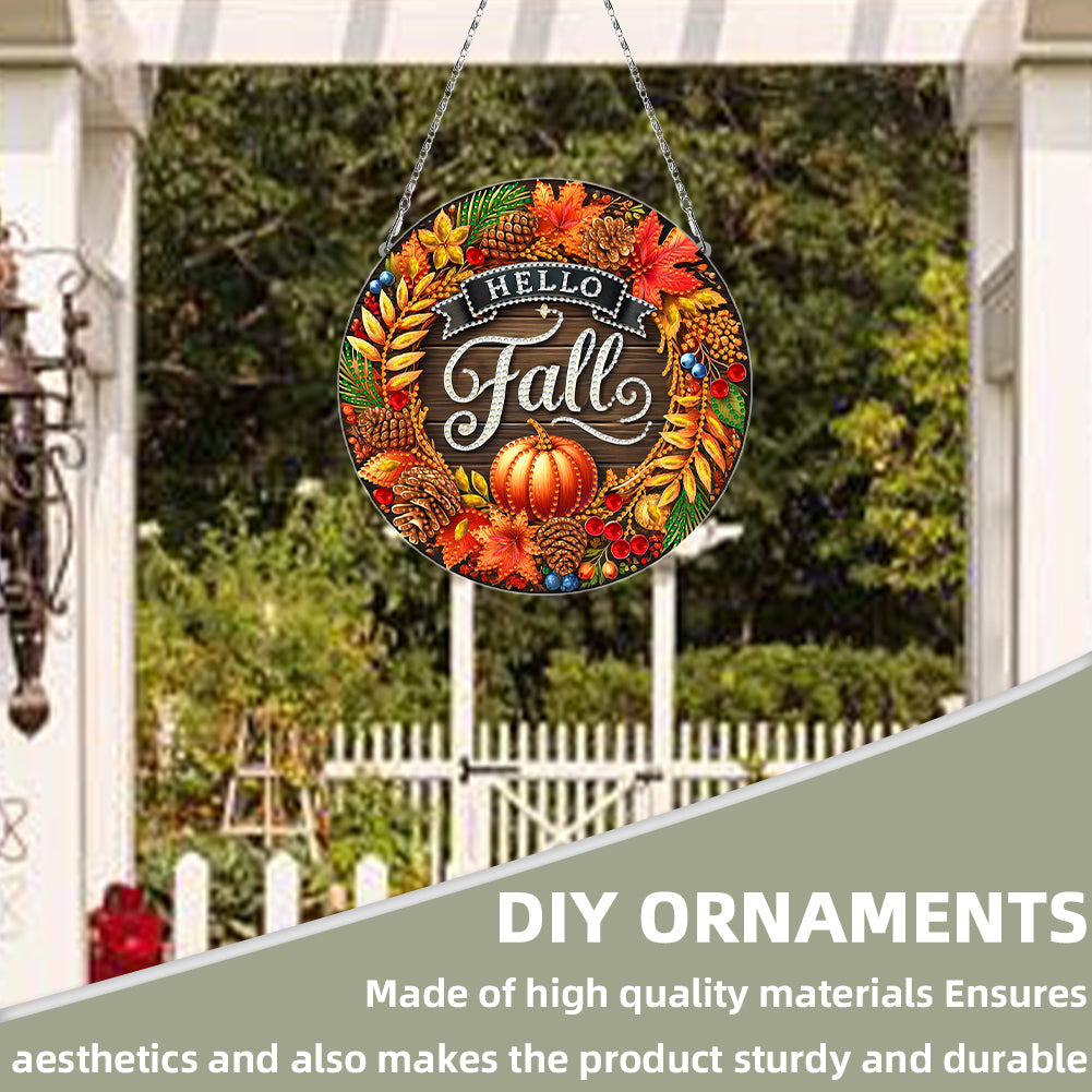 Fall Theme 2D Flat DIY Hanging Diamond Art Kits Wall Decor for Home & Windows