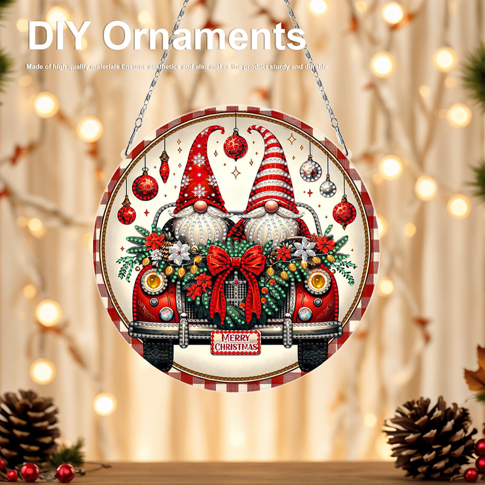 Christmas 2D Flat DIY Hanging Diamond Art Kits Window Hanging Art for Home Decor