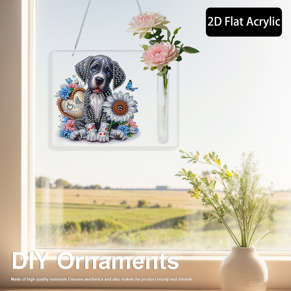 2D Flat Acrylic Wall Decor Vase Diamond Painting Kit Home Wall Decoration Crafts