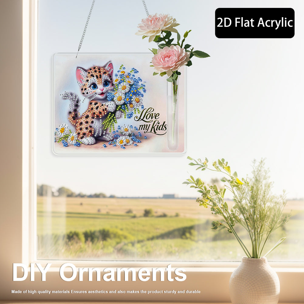 2D Flat Acrylic Wall Decor Vase Diamond Painting Kit Home Wall Decoration Crafts