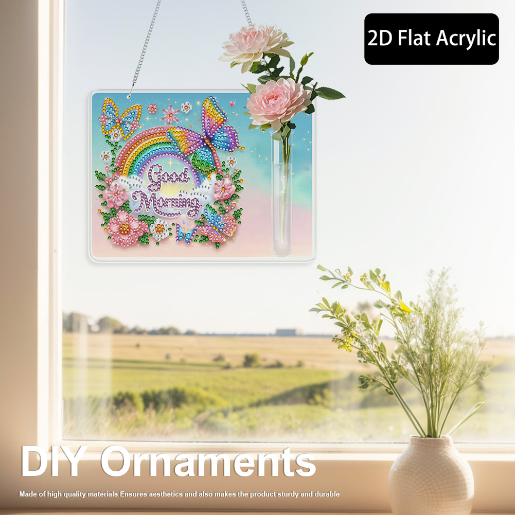 2D Flat Acrylic Wall Decor Vase Diamond Painting Kit Home Wall Decoration Crafts