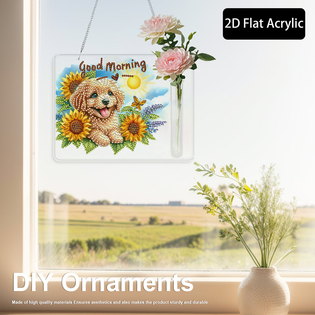 2D Flat Acrylic Wall Decor Vase Diamond Painting Kit Home Wall Decoration Crafts