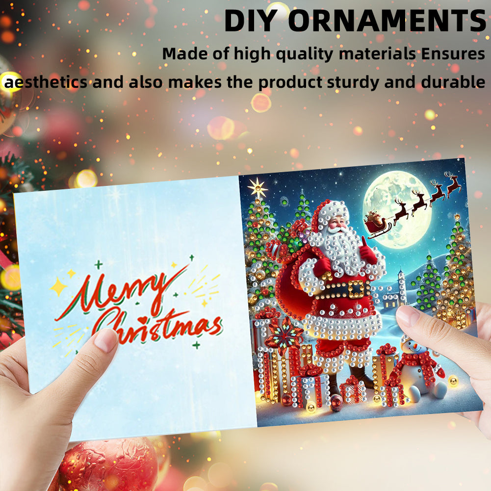 10PCS DIY Diamond Art Greeting Cards Xmas Designs for Festivals and Celebrations