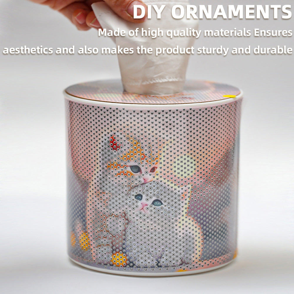 Kitten DIY Diamond Painting Handmade Tissue Holder Rhinestones Decor Tissue Box
