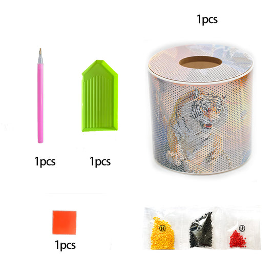 Tiger DIY Diamond Painting Handmade Tissue Holder Rhinestones Crystal Tissue Box